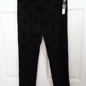 New Directions Black Velour Embossed Pants-Size 4-Average/Slim Leg-NEW